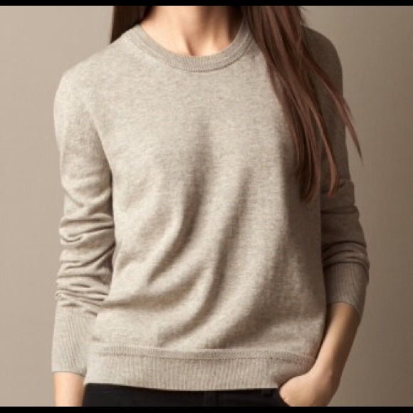 Burberry Brit Gray Check Elbow Patch Wool Sweater