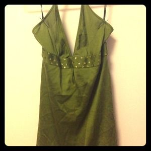 BeBe sexy olive green plunging halter top! Size M