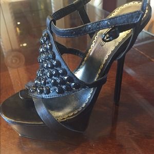 Bebe Black jeweled  stilettos