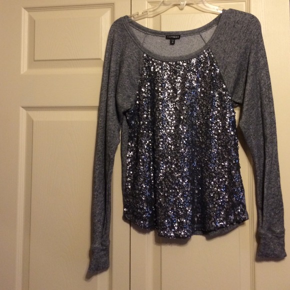 Express Tops - A gray top from Express, half sequin..