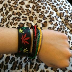 Rasta bracelets.. One with a tie