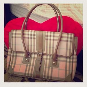 Authentic pink Burberry nova check satchel