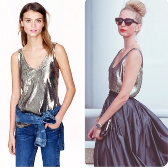 J. Crew Tops - j. crew // cate cami gilded paisley • gold