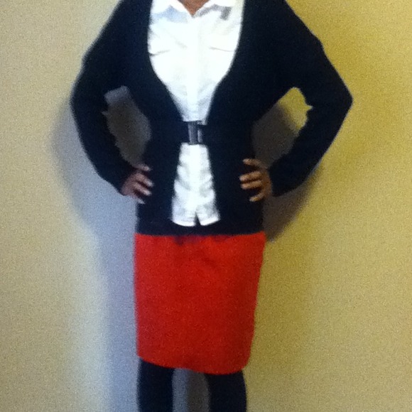 Red leather skirt