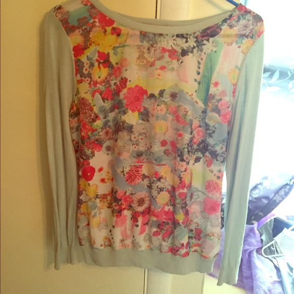 Mint Green Floral Sweater