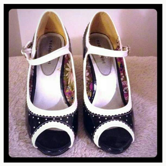 Black and white baby doll shoes