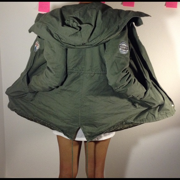 Sheinside Outerwear - Forest Green Hooded Parka