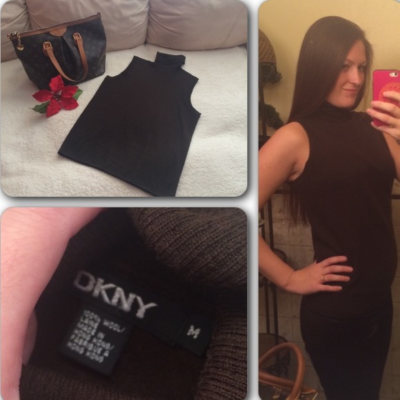 🔻SALE🔻💕DKNY 💯% WOOL brown turtle neck top💕