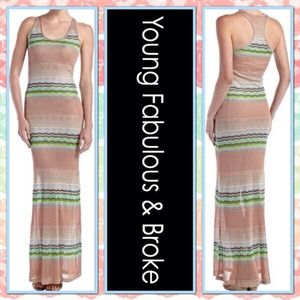 Young Fabulous & Broke Zig Zag-Stripe Maxi Dress S