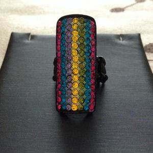 Elongated Multicolored Crystal Stretch Ring