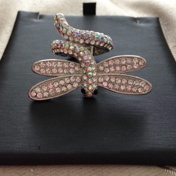 Crystal Dragonfly Stretch Ring - Picture 2 of 2
