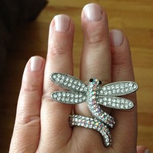 Crystal Dragonfly Stretch Ring