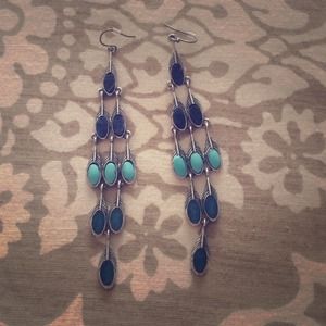 Lucky Brand Blue Stone Feather Earrings