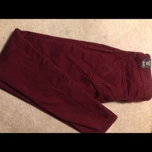 Brand new super skinny burgundy Hollister jeans