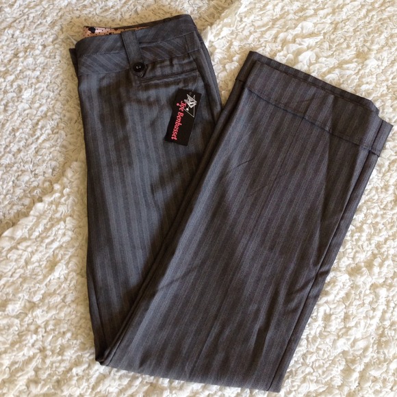 Grey pinstriped dress pants