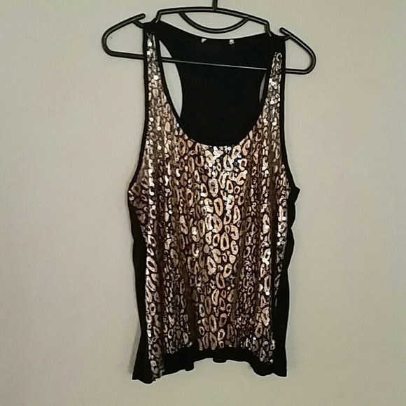 Sparkle animal print racer back tank