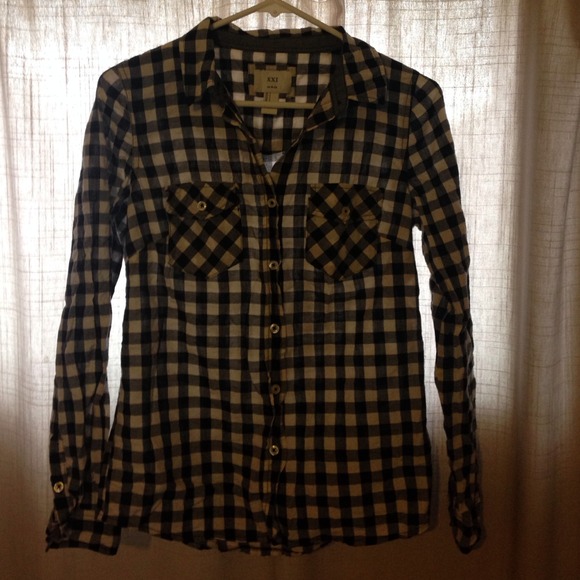 Black & white plaid cotton shirt