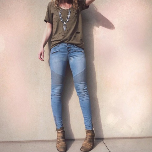 Free People seamed moto skinny jeans