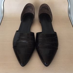 Jenni Kayne dark brown croc D'Orsay flat