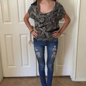 Black and white animal print top
