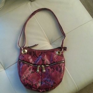 Kenneth Cole Reaction Faux Snakskin Pink/blk Bag