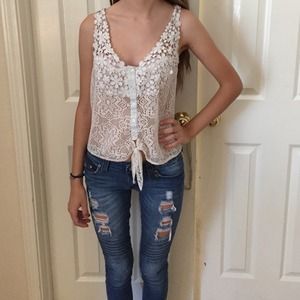Cream lace tank