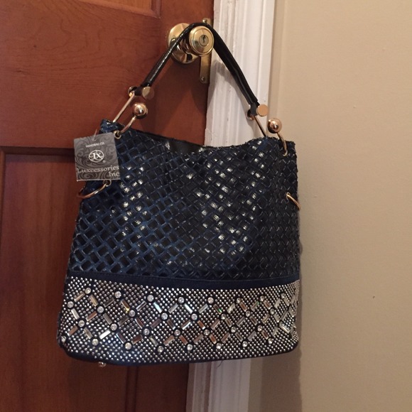 Luxcessories Inc Handbag Co. Handbags - Amazing! Bluejeans basket weave w/ studs & gems