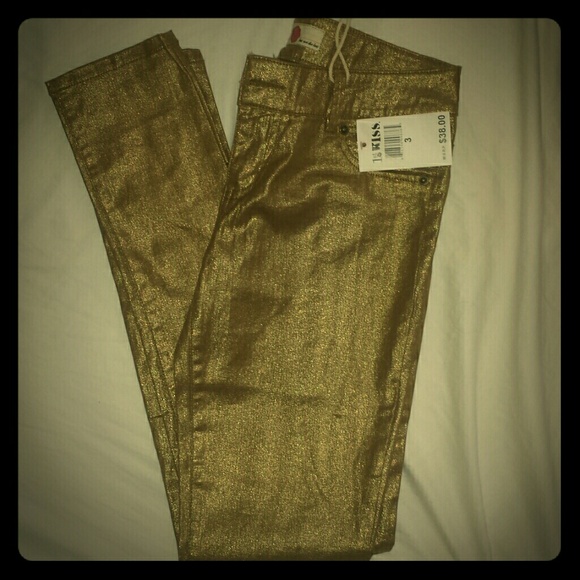 1ST Kiss Gold Skinny Pants Size 3