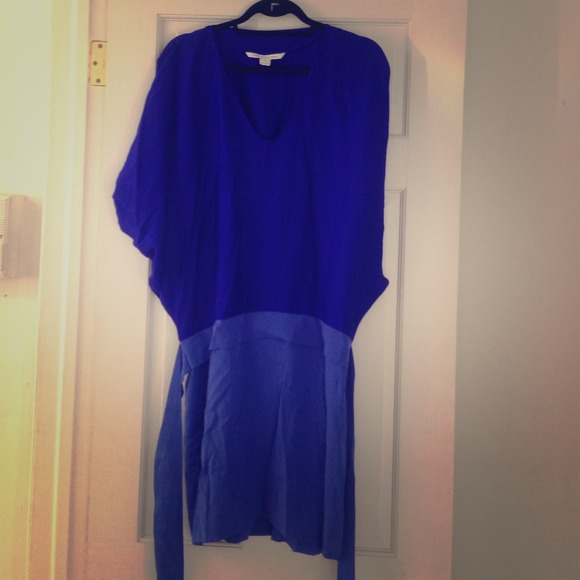 DVF EDNA Two Tone Silk Blouson Dress Size 4