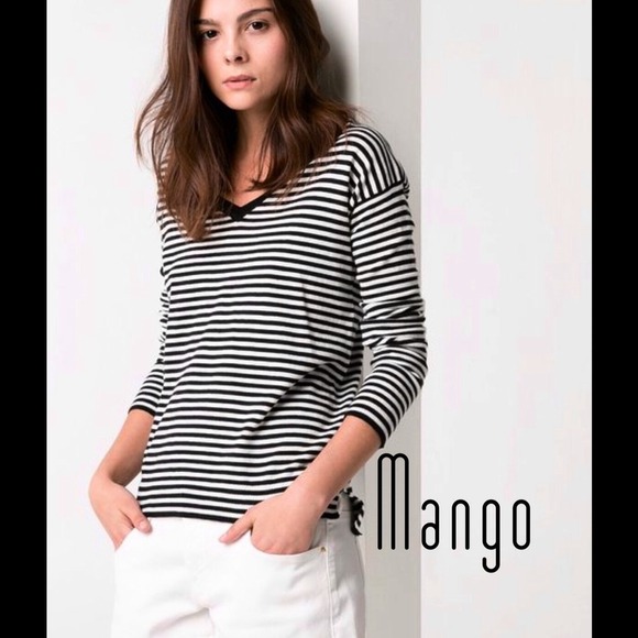Mango Sweaters - MNG Striped V-Neck Sweater