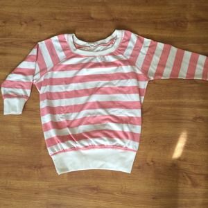 Forever 21 pink and white striped sweatshirt