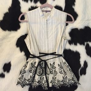 HaleBob embroidered blouse with pin stripes.