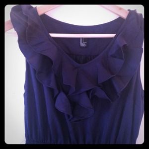 •SALE• Forever 21 Navy Blue Ruffle-Neck Dress
