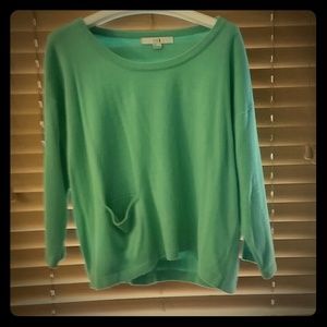 Slouchy teal crop top sweater