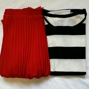 Red pleated skirt