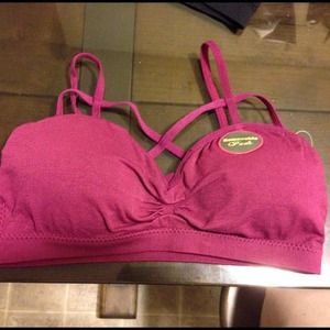 Last one! Wine strappy caged bralette