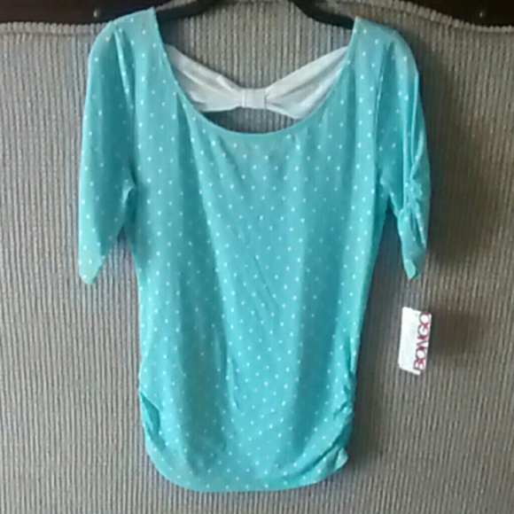 FIRM PRICE ✂️ Polka Dotted Bow Back Blue Green Top - Picture 1 of 3