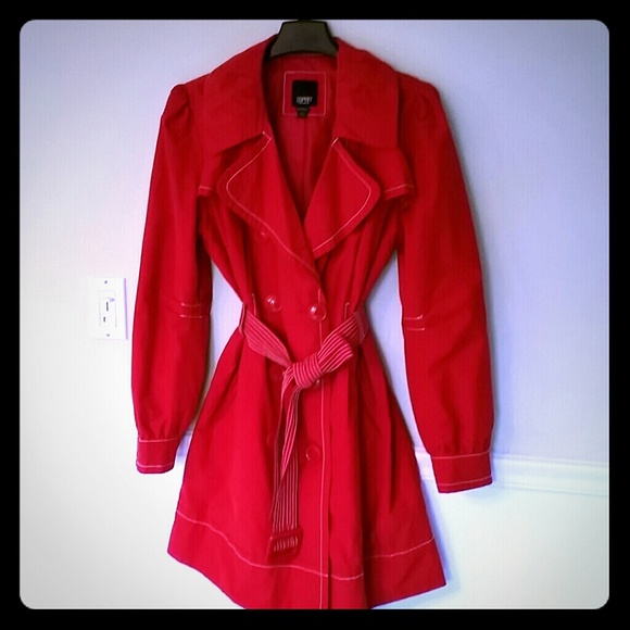 Cherry red Esprit Trench Coat