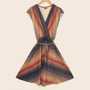 Vintage Gradient Chevron Dress