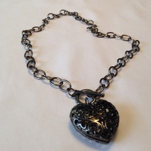 Dark metal heart necklace