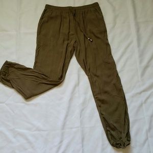 Olive green drawstring pants