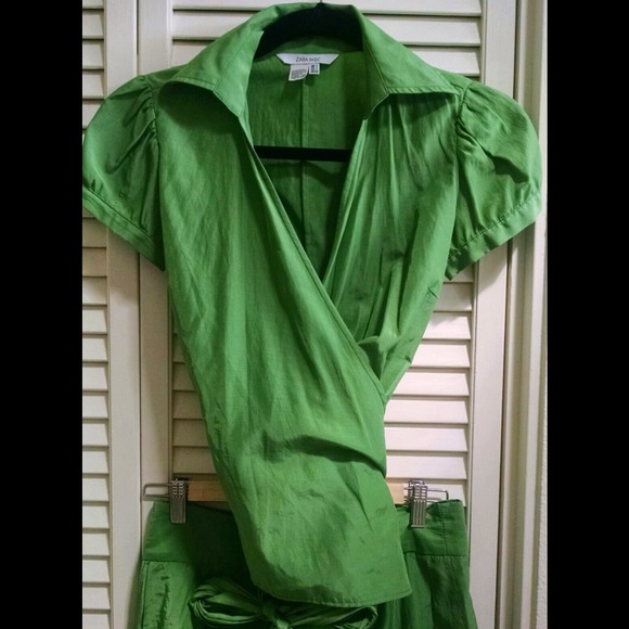 Zara 2-piece wrap dress Green - Picture 1 of 4