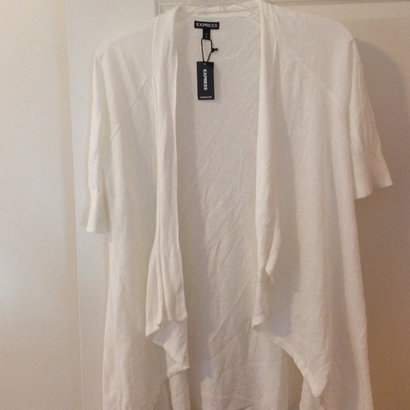Express white short sleeve cardigan