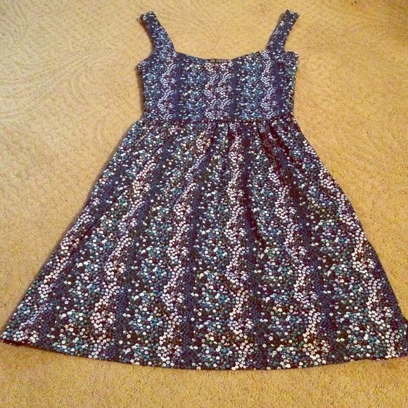 Black and blue flower dress.