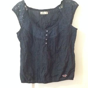 Hollister navy blue dressy crop top