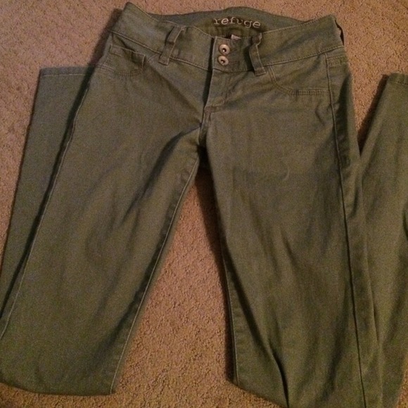 Army green skinny jeans