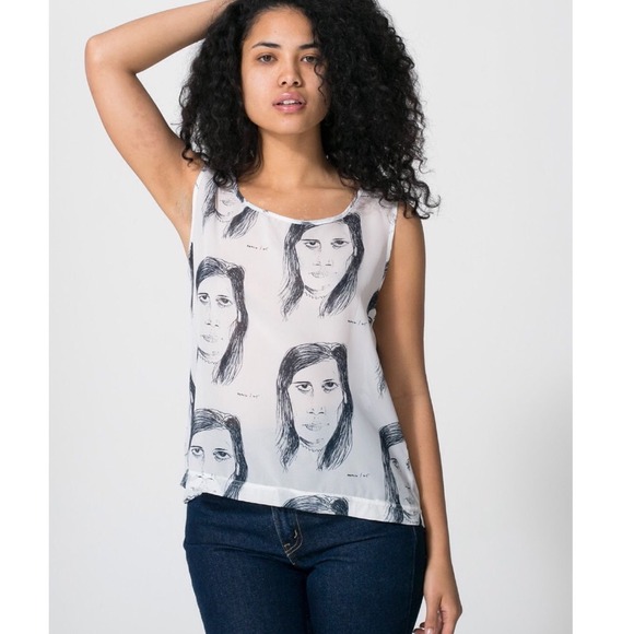 American Apparel Face Print Chiffon Tank