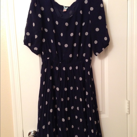 Down East Navy poka dot dress