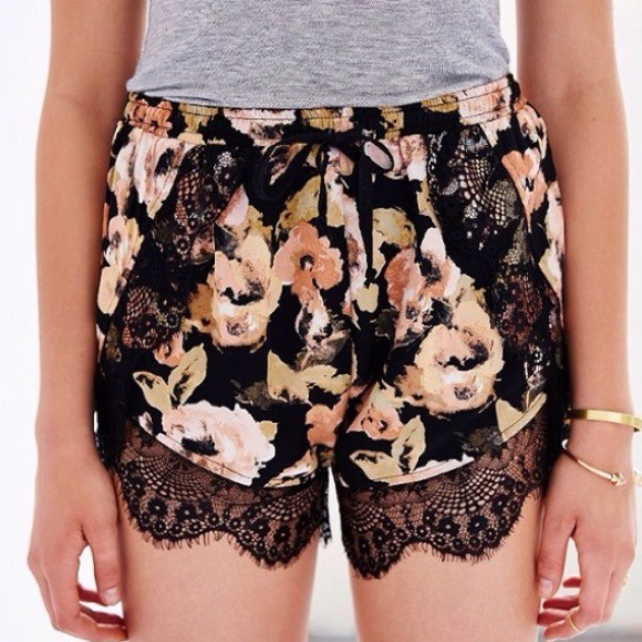 Urban Outfitters Floral & Lace Trim Shorts