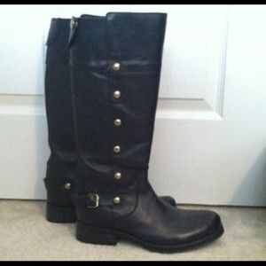 Studded black boots